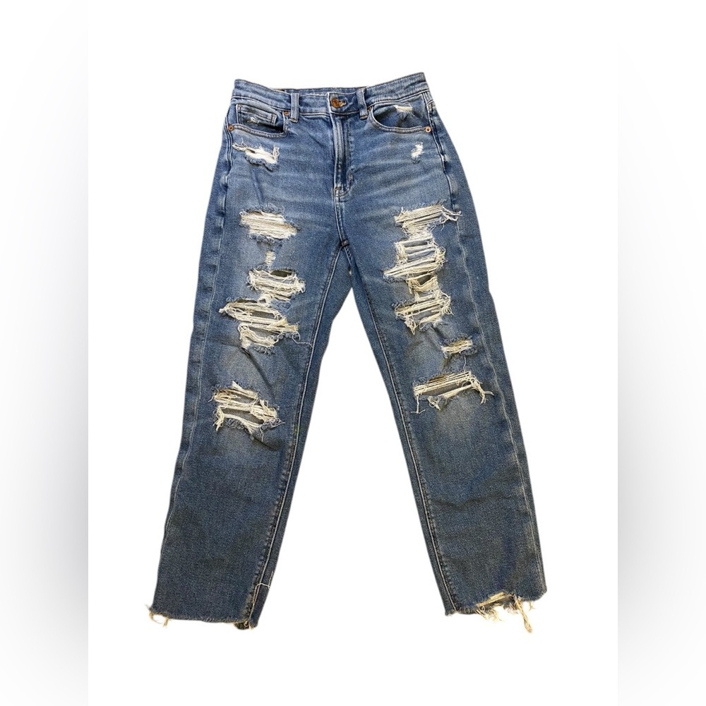 American Eagle Stretch Distressed Mom Jeans | Size 2 Regular